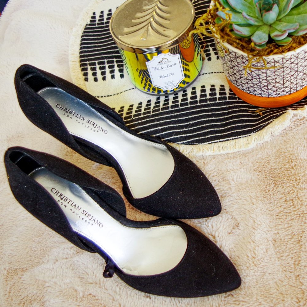 2/$30 Women's suede open pump heels